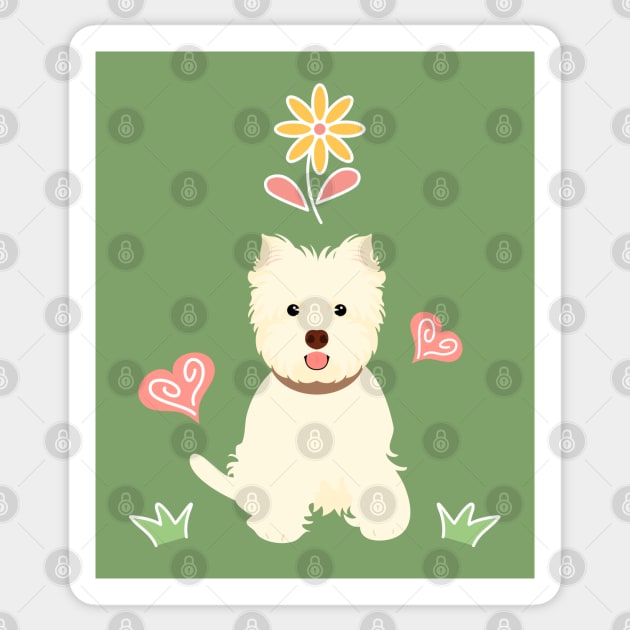 Happy West Highland White Terrier and Flower Sticker by LulululuPainting